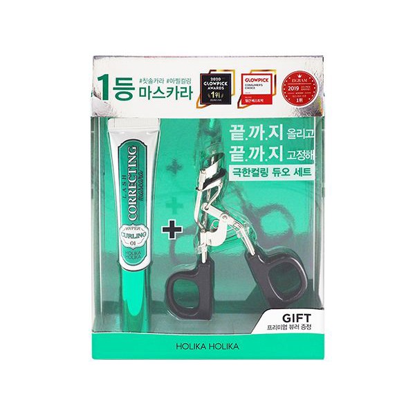 韓國 Holika Holika 持久抗暈染防水睫毛膏組合(01-捲翹) 睫毛膏+睫毛夾【小三美日】 DS001338