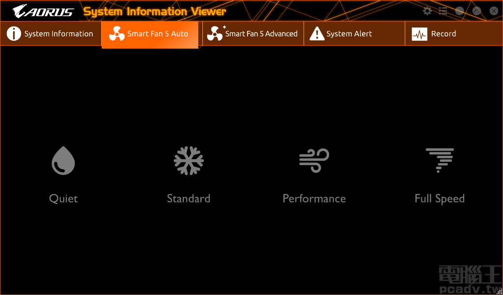 ▲ Smart Fan 5 Auto 分頁預設提供 4 組風扇溫度與轉速對應曲線。