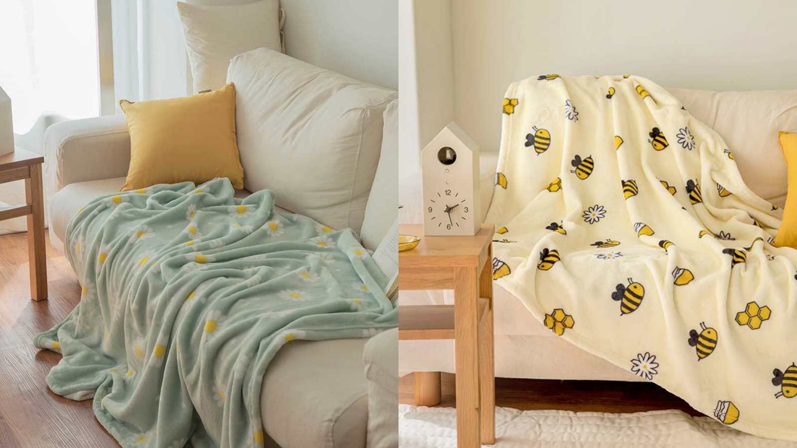 韓系印花法蘭絨毛毯-S+M組