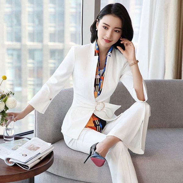 OL套裝女～＊艾美天后＊～西裝外套+連身裙or褲子薄款透氣職業裝女裝長袖套裝二件套