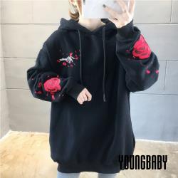 ◎美式街頭風格 特別的印花圖案 簡單好搭|◎簡單穿搭牛仔褲+球鞋|◎輕鬆有型出門~就靠它!!品牌:YOUNGBABY品牌定位:流行品牌適穿對象:女生款式:造型上衣袖長:長袖顏色:黑色系適穿季節:秋冬流