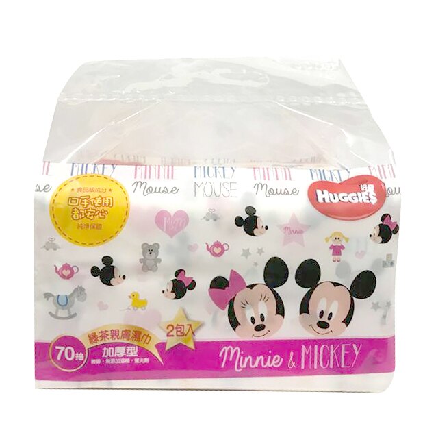好奇 綠茶濕巾厚型迪士尼版70抽*2包入【德芳保健藥妝】超過4包請勿選超商取貨 因過重