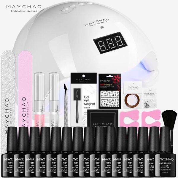 美潮美甲工具套裝全套開店初學者做貓眼指甲油膠蔻丹家用光療機燈