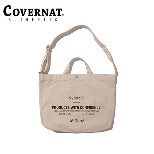 ★100%正版商品★ 韓國直送 COVERNAT是2008年在韓國創立的街頭品牌 超過連續五年MUSINSA STORE第一名暢銷品牌(韓國知名時尚商店) [COVERNAT] LAYOUT LOGO 兩用帆布包 象牙白 *蝦皮獨家-經典款標誌設計 環保帆布袋，附有可調式背帶-棉 100%-尺寸 : F / 35cm H: 39cm B.W : 7cm #COVERNAT #韓國 #簡約 #休閒 #韓國時尚 #LAYOUT #包包