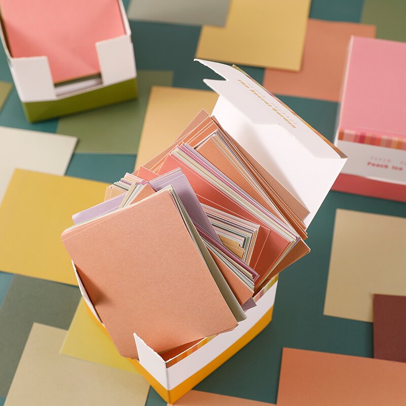 150張入25色純色便簽紙手帳diy裝飾素材紙背景打底紙硬卡紙盒裝可愛少女簡約鹽系莫蘭迪手賬備忘錄計劃便利貼
