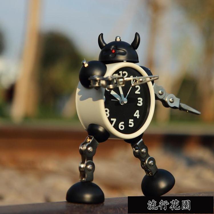 靜音小鬧鐘學生用兒童大音量定時卡通專用家用可愛創意機器人時鐘 聖誕節全館免運