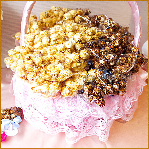 幸福鏟子「爆米花」(焦糖+巧克力各半)X100份+大提籃X1個(限宅配)-生日分享/婚禮小物/幸福朵朵