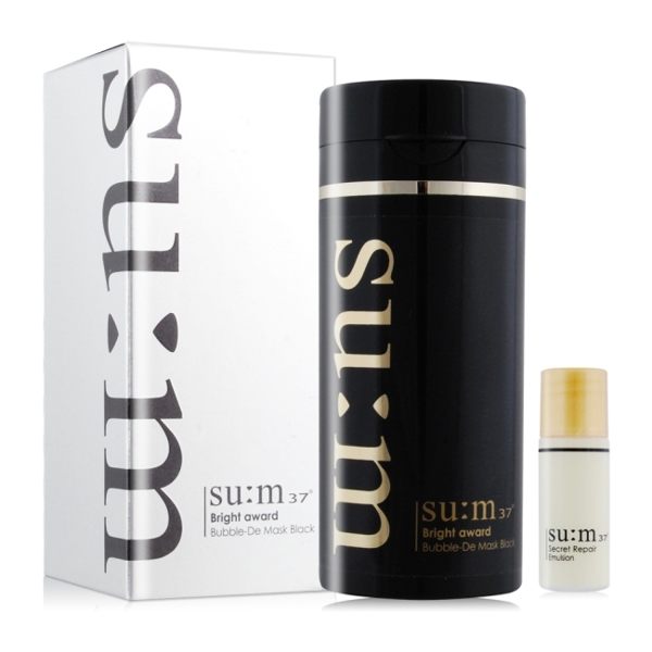 su:m37° 甦秘 微米珍珠淨白控油黑泡泡面膜100ml+青春活酵亮采乳液5ml