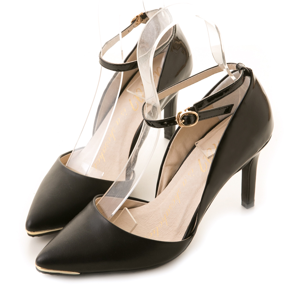 日系女孩尖頭繫踝高跟鞋 黑 GW18-56BK