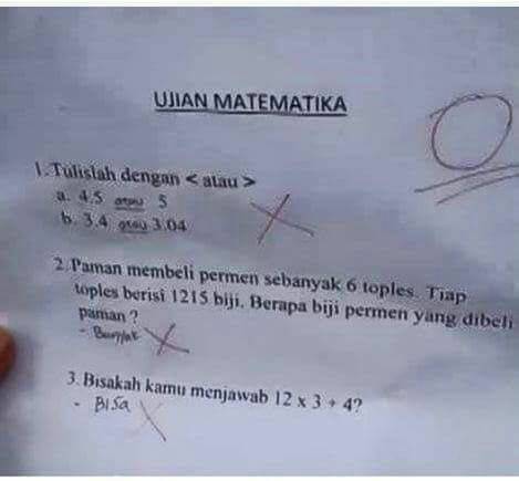 12 Jawaban Lucu Soal Ujian Anak Sd Ini Bikin Ngakak Keepo Me Line Today