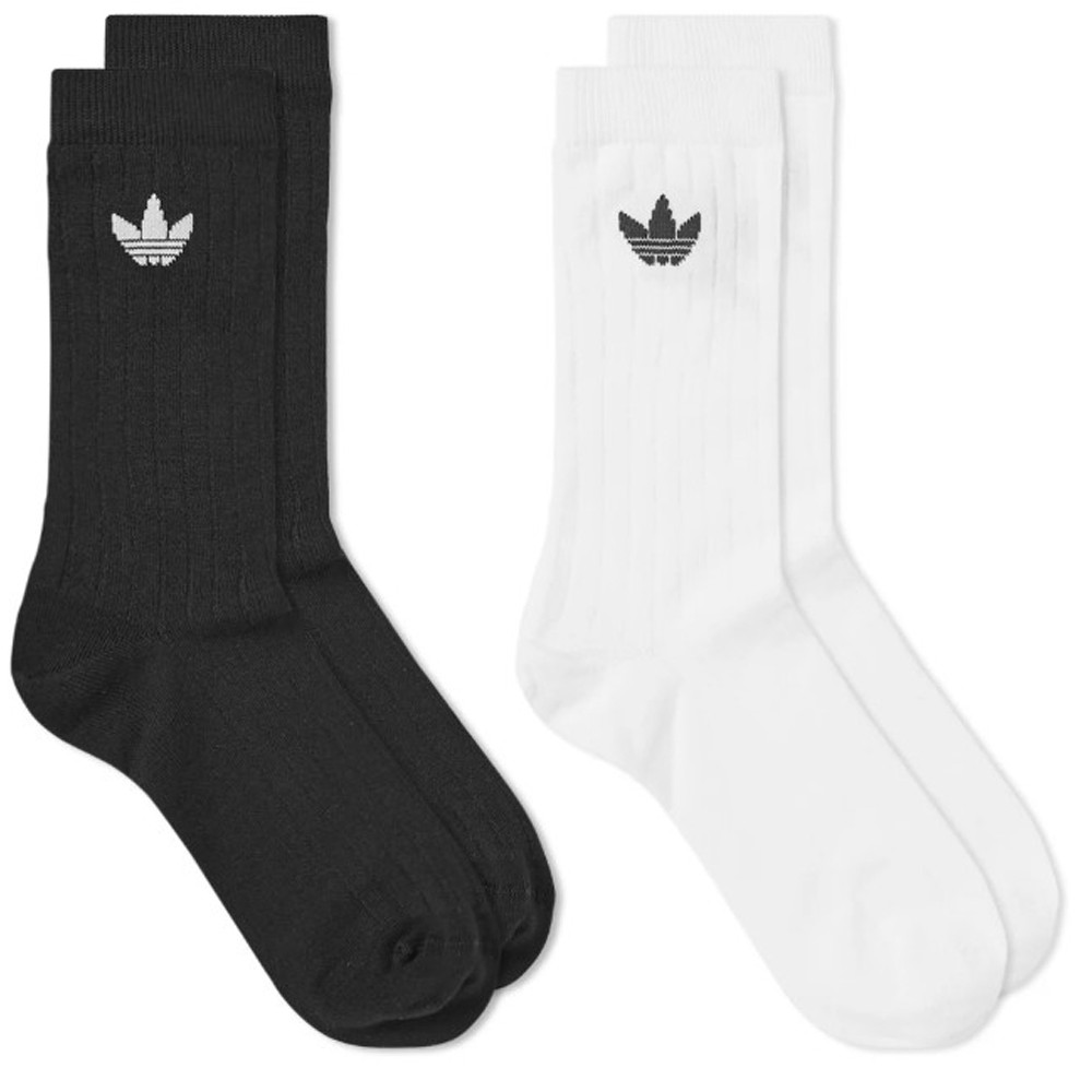 ADIDAS ORIGINALS 黑底 白底 基本款 三葉草 百搭 長襪 一組兩色 (布魯克林) DV1425