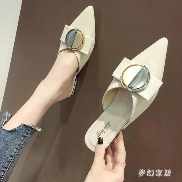拖鞋女夏外穿2019新款百搭時尚粗跟穆勒半拖鞋 JH379『夢幻家居』