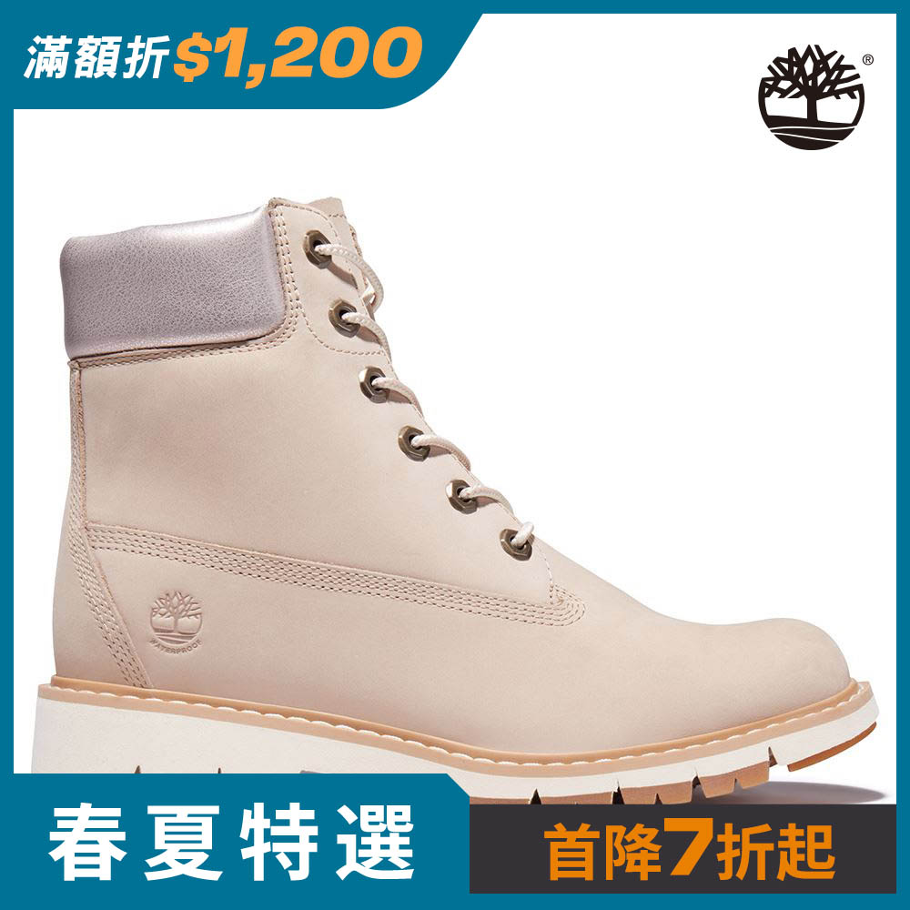 Timberland 女款淺米色磨砂革LUCIA WAY防水6吋靴|A2EUF269