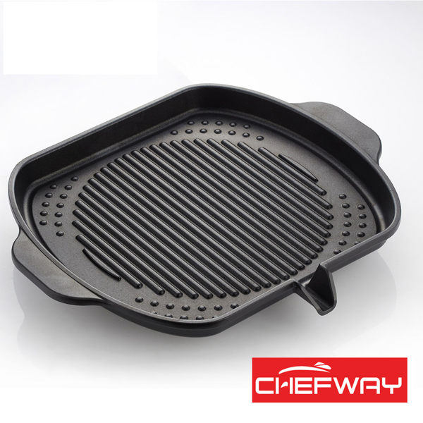 【索樂生活】韓國CHEFWAY鑽石IH方型不沾排油燒烤盤
