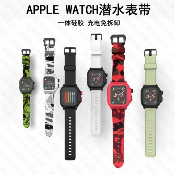 適用蘋果手錶潛水錶帶apple watch 2/3/4 42mm防水保護套防水殼腕帶iwatch