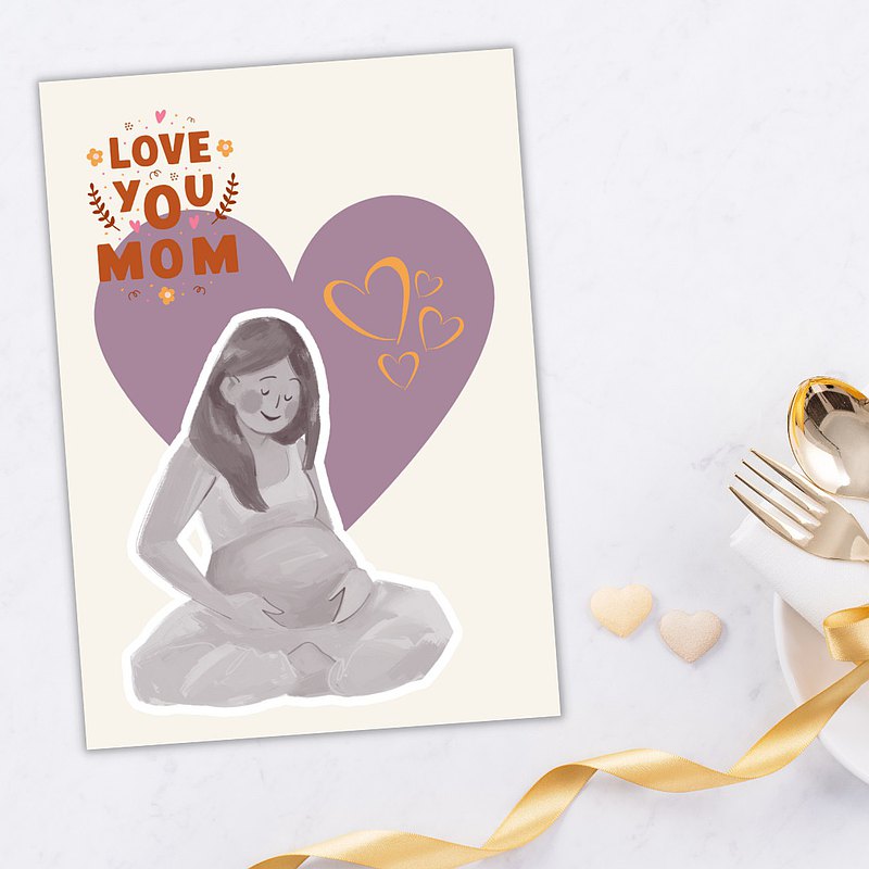 母親節賀卡 | 折疊、垂直、成品卡片尺寸 5 x 7 英寸（數字下載）