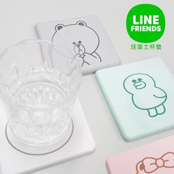 【網狐家居】LINE FRIENDS授權和風簡約風珪藻土吸水杯墊 2入一組(相同款式)