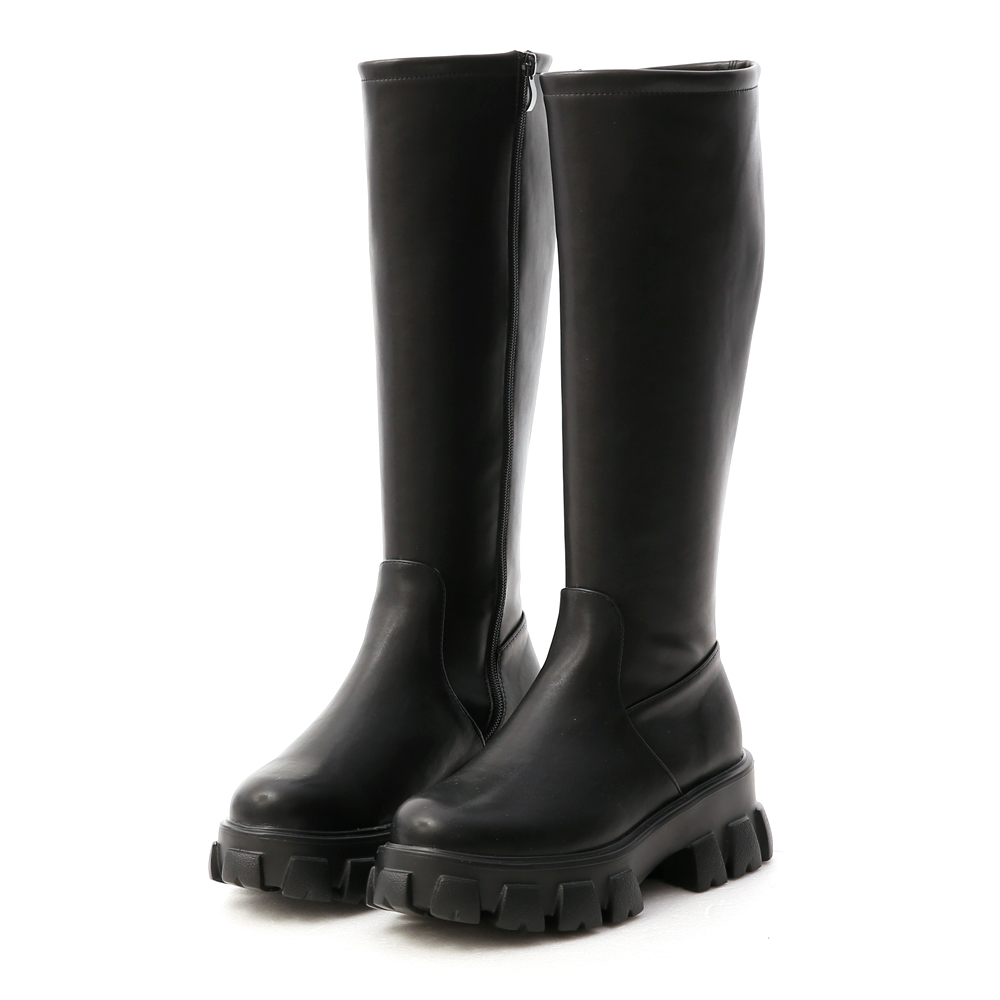 D+AF素面鋸齒底膝下長靴 長靴