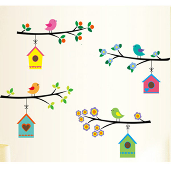 BO雜貨【YV4058-1】創意可重覆貼壁貼 室內佈置 兒童房 幼兒園 鳥籠 鳥屋 小鳥鳥窩 AY7226