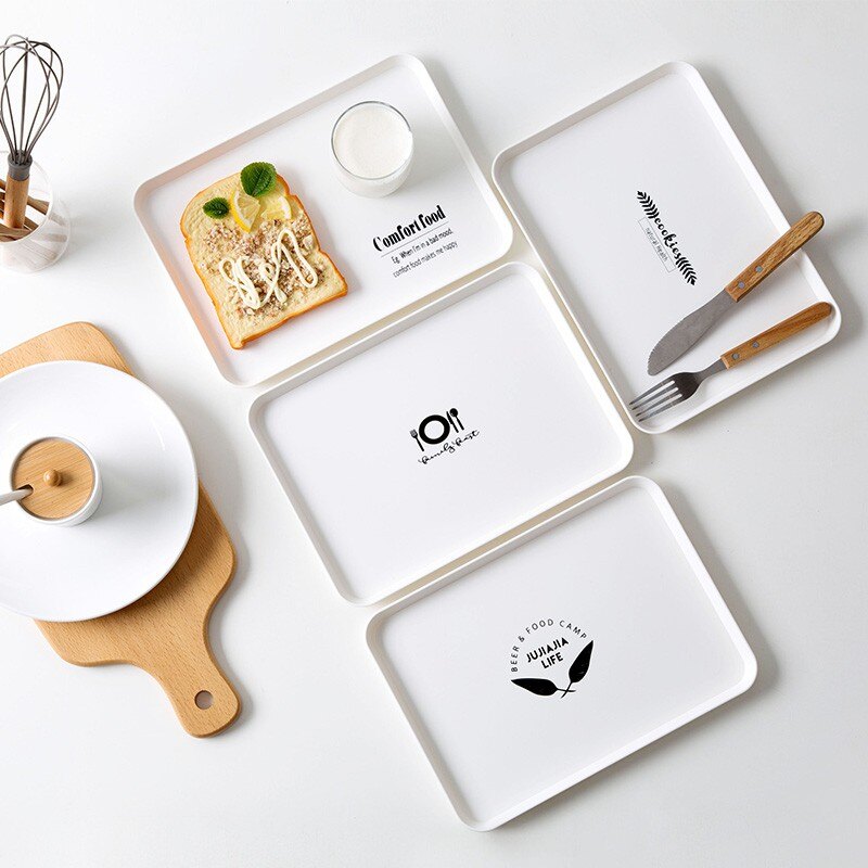 PaPa家居-雅緻生活 北歐廚房長方形盤子餐盤水果盤早餐盤料理盤塑料茶盤餐盤甜品小托盤