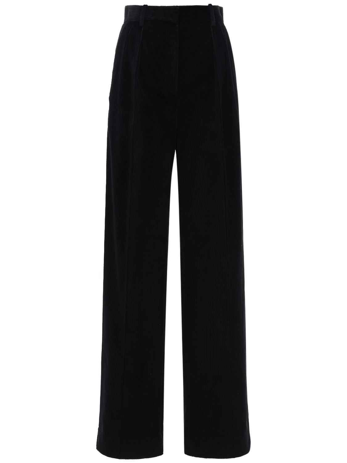 Concealed front hook and zip closure. Two side pockets. One back button pocket