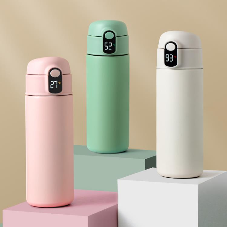 316不銹鋼保溫杯大容量帶吸管兒童夏季杯子智能顯溫便攜式水杯女【七號小鋪】