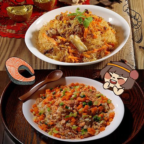【華得水產】鮭魚炒飯2盒+新竹米粉2盒【 總共4盒 】-app
