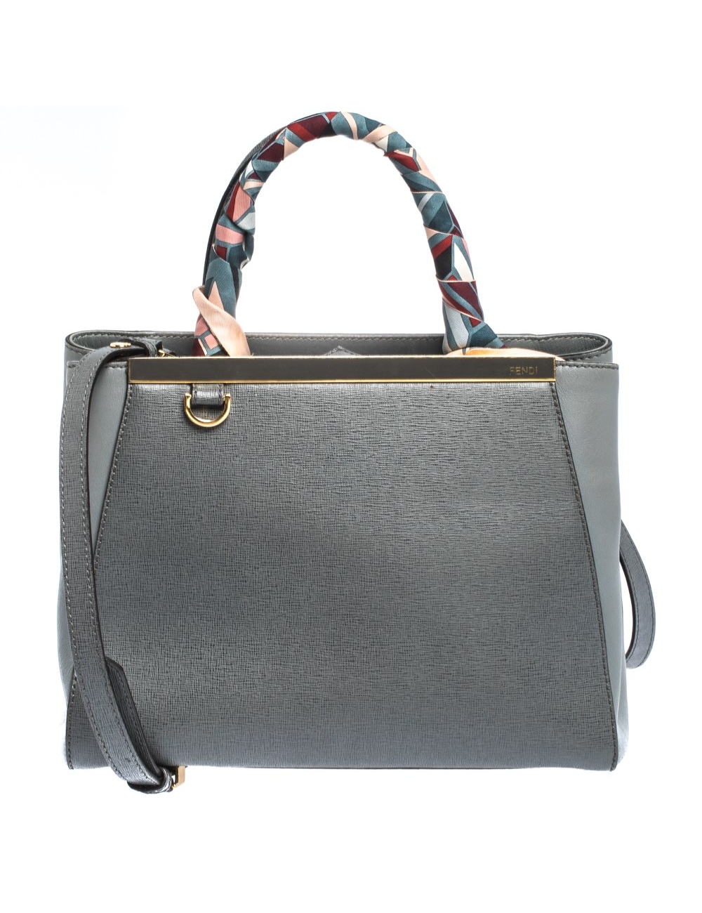 Fendis 2Jours tote is an iconic design. Crafted from grey leather, the bag features a metal bar, a t