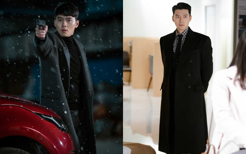 雖然飾演保鑣，姿勢必須時時刻刻有如保鑣般，但每件大衣時尚還是讓玄彬魅力爆棚。（圖／Neflix）