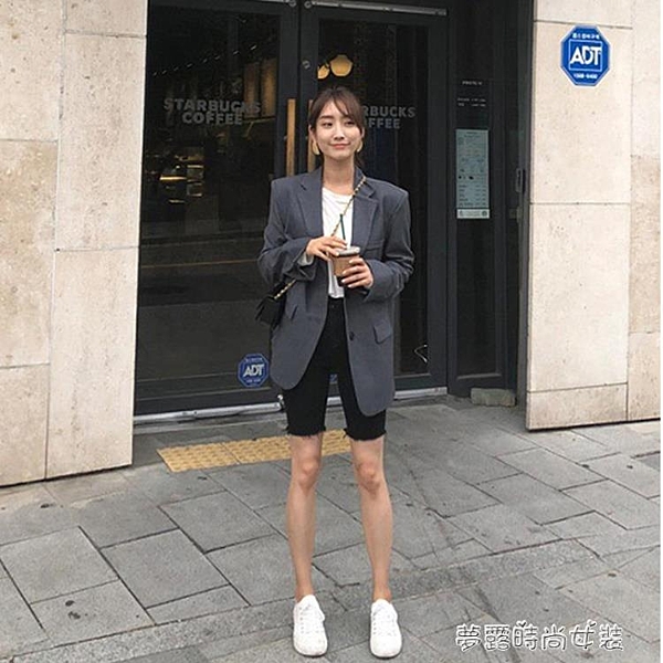 五分褲 黑色牛仔短褲女夏季薄款高腰韓版彈力緊身顯瘦騎行中褲五分