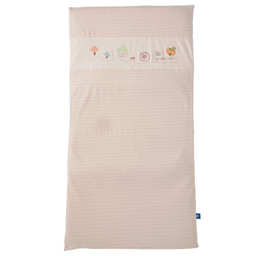 Les enphants 麗嬰房有機棉透氣床墊有機認證、環保無毒、舒適透氣、水洗快乾可置於手推車做為靠墊，能吸震護脊、減少悶熱感。材質：表布－95%有機棉+5%彈性織維墊芯－100%聚酯纖維(Poly
