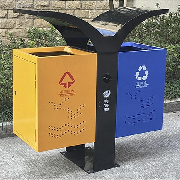 古靈戶外垃圾桶雙桶果皮箱室外分類大號環衛果殼箱小區物業垃圾筒