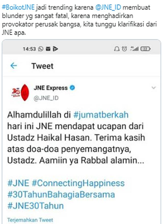 Heboh Boikot Jne Netizen Sindir Haikal Hassan Uas Hingga Radikalisme Hops Id Line Today