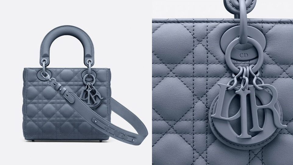 「迷霧靛藍」包包推薦：LADY DIOR 丹寧藍色超啞光中型手袋，NT$160,000