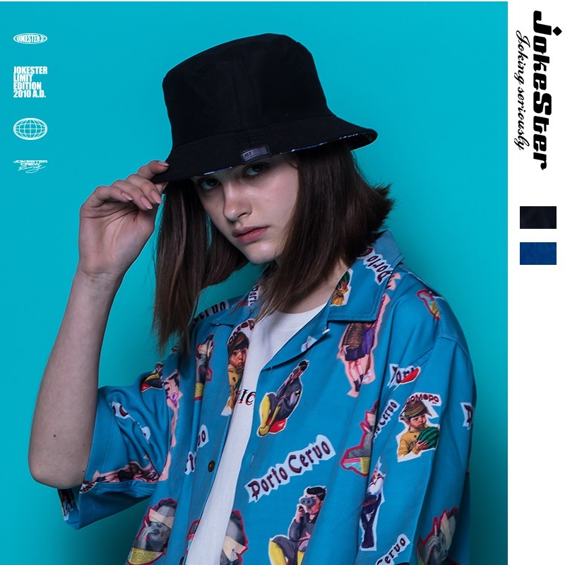 【JOKESTER】雙面戴星空漁夫帽 黑色／藍色