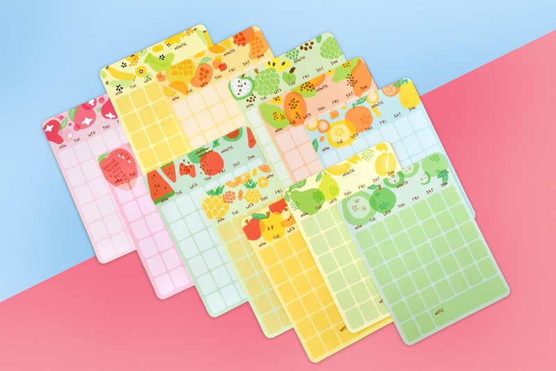 以簡單的幾何線條勾勒出水果的樣貌 台灣在地水果與月曆結合，體驗每個月、季 果農用心栽種的結晶