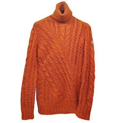 MONCLER 超質感品牌布標LOGO毛海高領毛衣(橘色系)