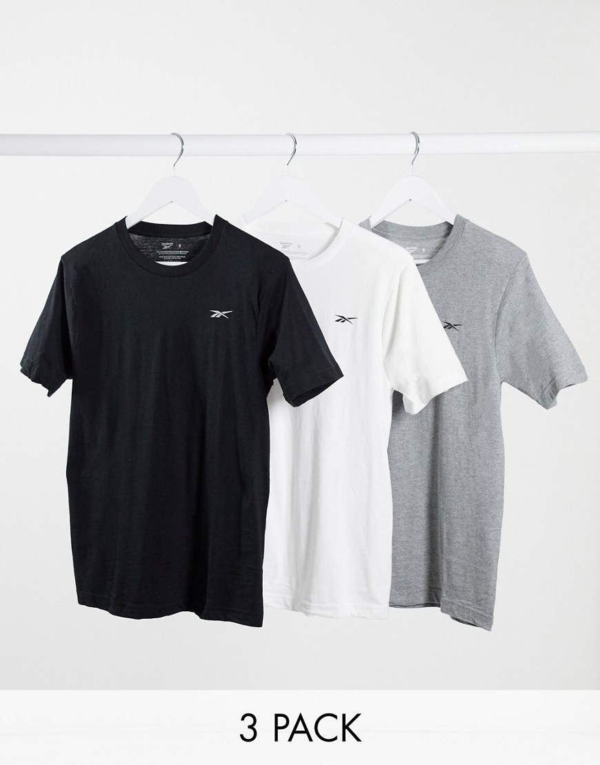 T-shirt by Reebok Wardrobe refresh, done Pack of three Plain design Crew neck Short sleeves Reebok l