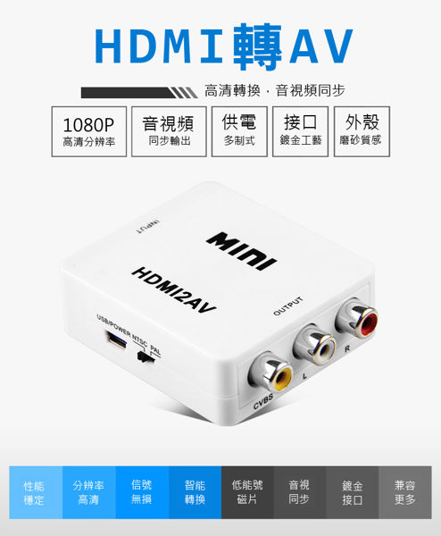 【A0110】 台灣晶片 HDMI轉AV HDMI2AV HDMI端子轉AV 轉接盒PS4遊戲機 DVD播放轉接器