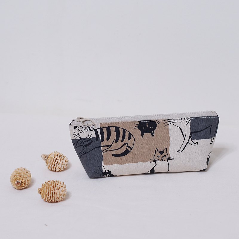 筆袋 立體筆袋 收納袋 色塊貓咪