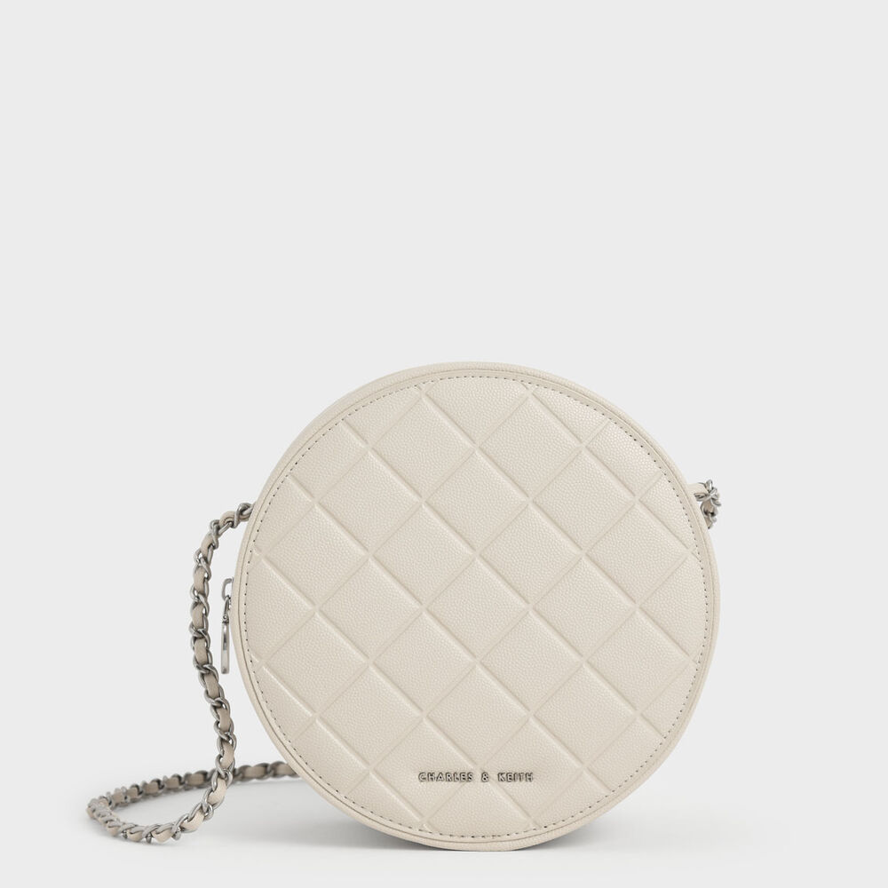 菱格圓形斜背包