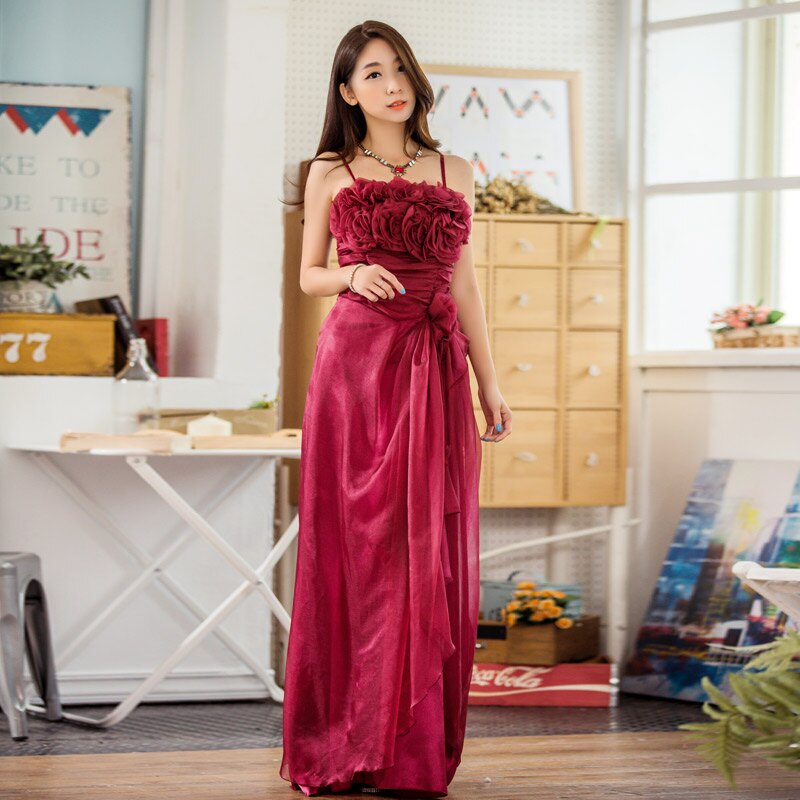 ~胸前玫瑰花~高雅長款~宴會~婚禮~主持~長禮服~