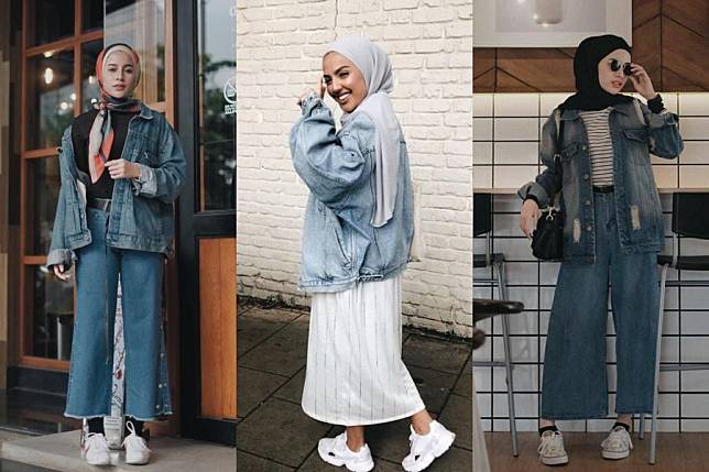 ootd hijab jaket jeans