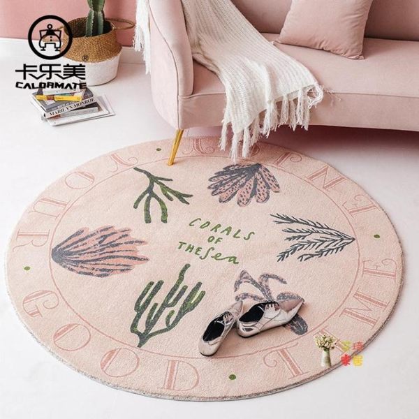 客廳地毯 北歐簡約風臥室地毯圓形 客廳沙發榻榻米蒲團腳墊柔軟加厚地墊T 2色