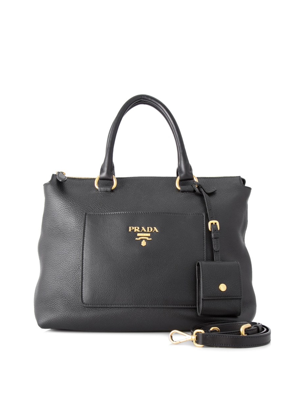 Exterior - Leather - Gold tone hardware - Double top handles, adjustable and detachable shoulder str