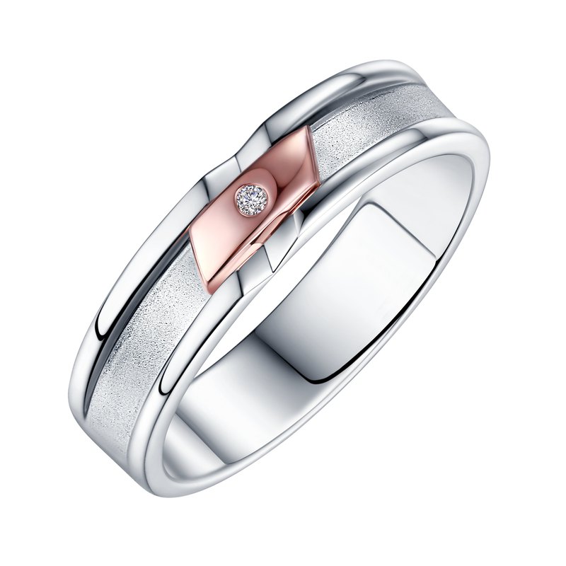 品牌： KOR Diamond 蔻兒鑽石 型號： SRW0271 男戒 材質 :14K玫瑰金及316L白鋼 戒圍皆可訂做,訂做不加價