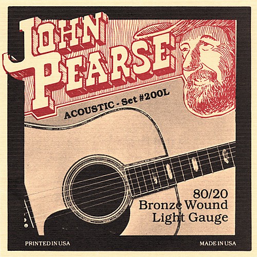 John Pearse 200L民謠吉他弦 80/20 Bronze 黃銅 (12-53) - 【黃石樂器】