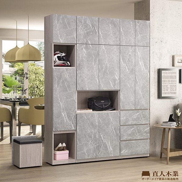 日本直人木業-幸福歐洲V313E1綠建材面板180公分寛系統玄關櫃/隔間鞋櫃組合