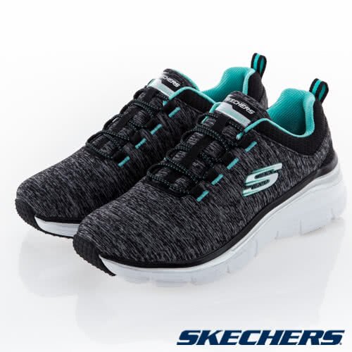 SKECHERS FASHION FIT 女鞋 休閒 健走 微增高 記憶型泡棉 網布 舒適 黑 綠【運動世界】12716BKTQ