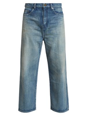 Classic jeans with five pockets made essential with a wide leg and faded styling.; Belt loops; Zip f